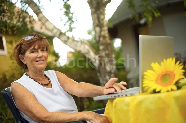 高級 婦女 筆記本電腦 現代 女子 坐在 商業照片 © nyul