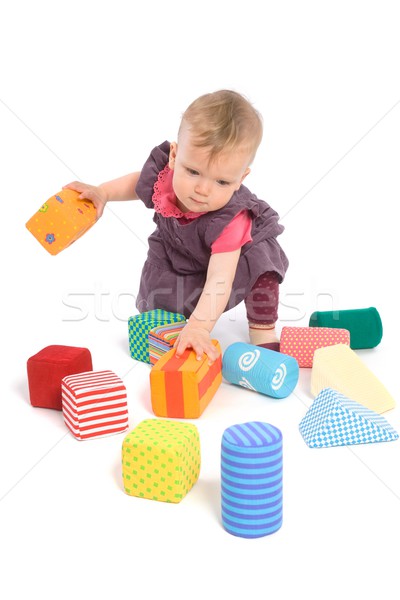 Baba építőkockák játékok tulajdon kicsi kislány Stock fotó © nyul