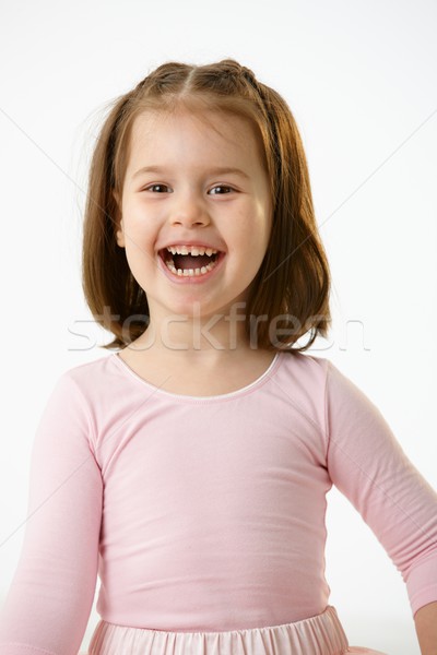 Portre gülme küçük kız pembe elbise beyaz Stok fotoğraf © nyul