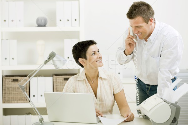 [[stock_photo]]: Couple · travail · bureau · à · domicile · heureux · courir · petit · commerce