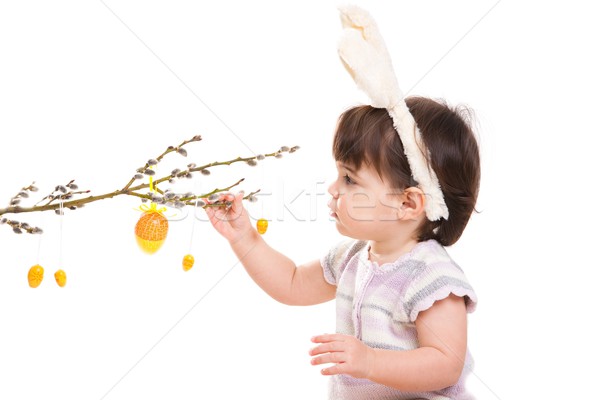 Baby girl playing with easter eggs Stock photo © nyul