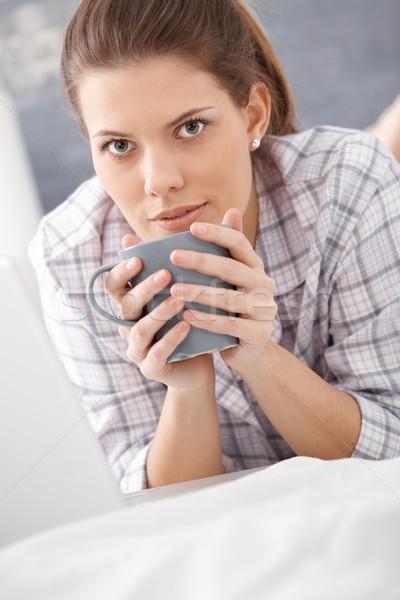 Morning portrait of woman drinking coffee Stock photo © nyul