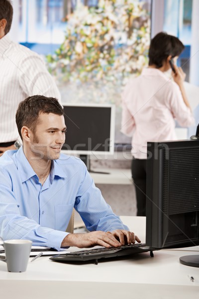 Stock foto: Geschäftsmann · arbeiten · Computer · Büro · Sitzung