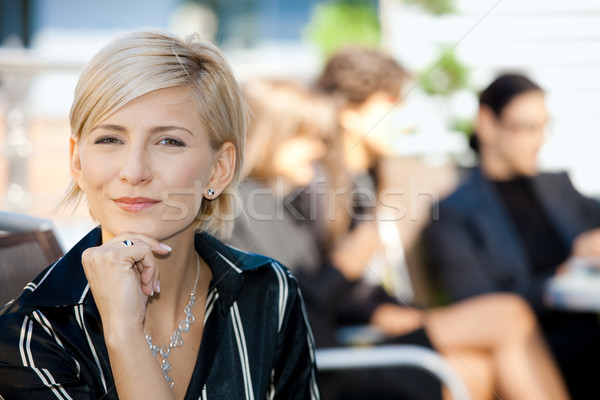 Gândire portret afaceri zâmbet faţă constructii Imagine de stoc © nyul