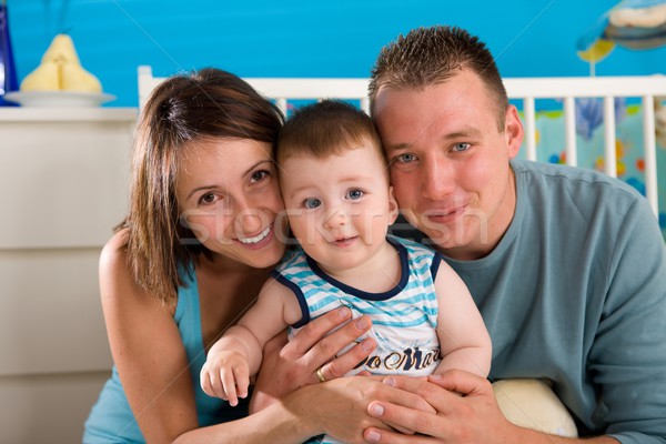  Happy family at home Stock photo © nyul