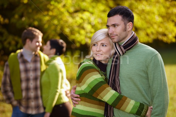 Young couples outdoor at autumn Stock photo © nyul