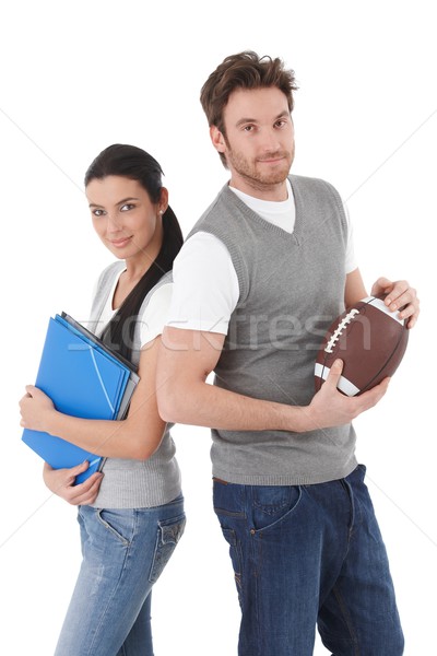 College students with folders and rugby ball Stock photo © nyul