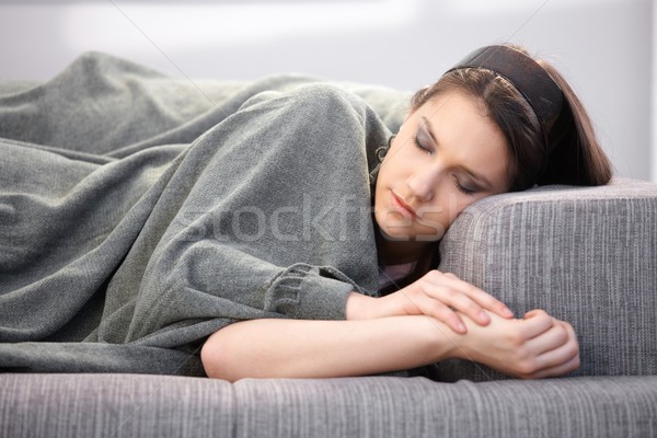 Fiatal nő alszik vonzó fektet kanapé nő Stock fotó © nyul