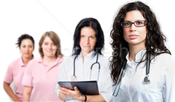 Medizinischen Team vier Personen jungen weiblichen Arzt Stock foto © nyul