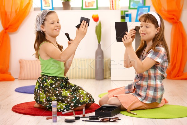 Dwa młodych dziewcząt gry makijaż domu Zdjęcia stock © nyul