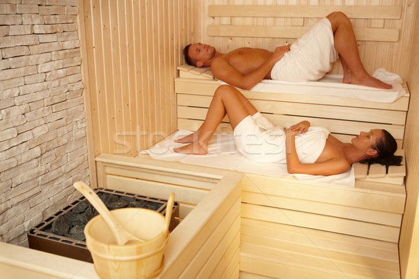 Stock photo: Couple lying in sauna�