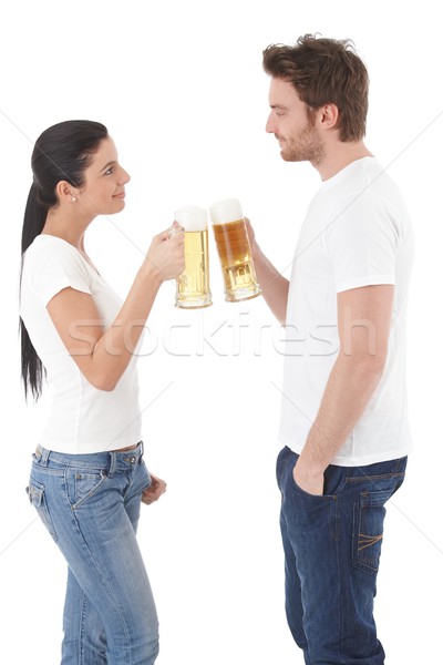 Foto stock: Cerveja · potável · mulher · mãos · homem