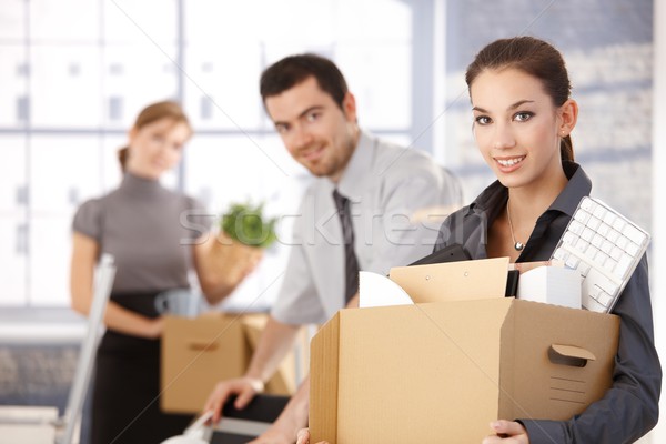 Glücklich Team Geschäftsleute bewegen Büro Verpackung Stock foto © nyul