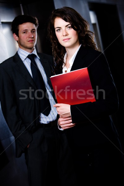 üzletemberek vállalati portré üzletember üzletasszony áll Stock fotó © nyul