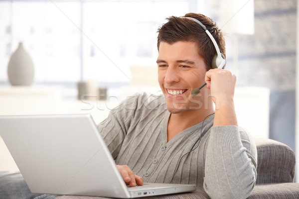 Stock photo: Portrait of handsome man with headset