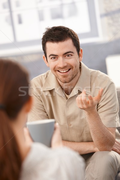 Portré boldog férfi beszélget nő otthon Stock fotó © nyul