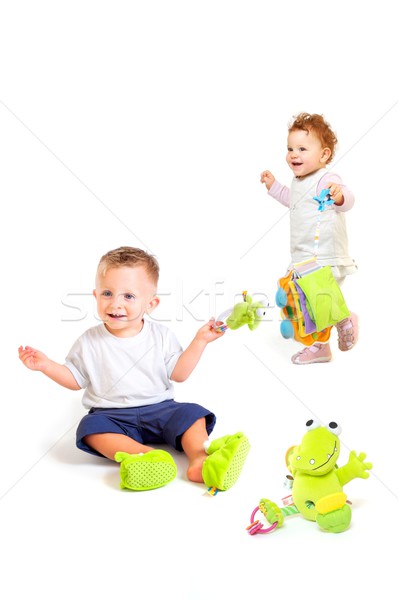 Сток-фото: младенцы · играть · игрушками · один · год · мальчика · девушки