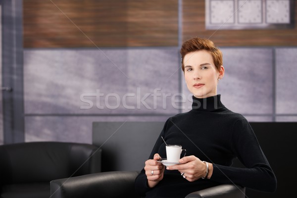 Smart woman having coffee Stock photo © nyul