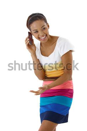 Laughing pretty girl on phone call Stock photo © nyul