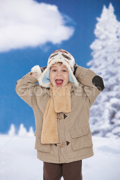Fericit copil iarnă portret Imagine de stoc © nyul