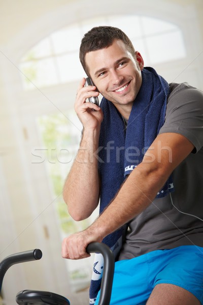 Foto stock: Hombre · hablar · móviles · formación · sesión