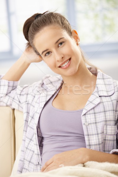 Happy woman in pyjama Stock photo © nyul