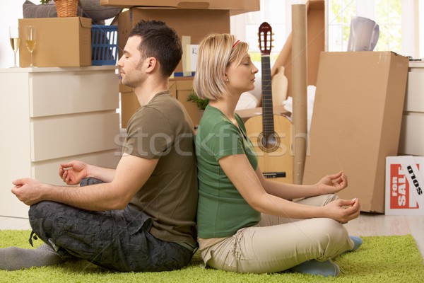 Foto stock: Meditando · sessão · ioga · meditação