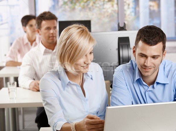 Negócio treinamento jovem pessoas de negócios sessão secretária Foto stock © nyul