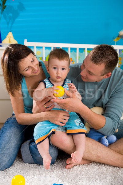  Happy family at home Stock photo © nyul