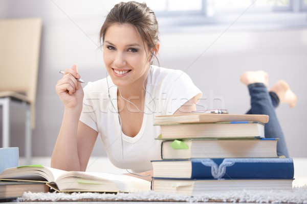 Happy student learning at home Stock photo © nyul