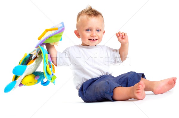 Baba játékok egyéves fiú játszik stúdiófelvétel Stock fotó © nyul