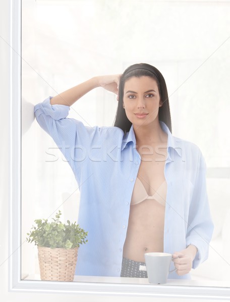 портрет горячей женщину бюстгальтер рубашку Сток-фото © nyul