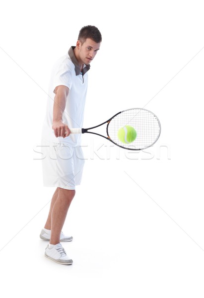 Tennis player doing backhand stroke Stock photo © nyul
