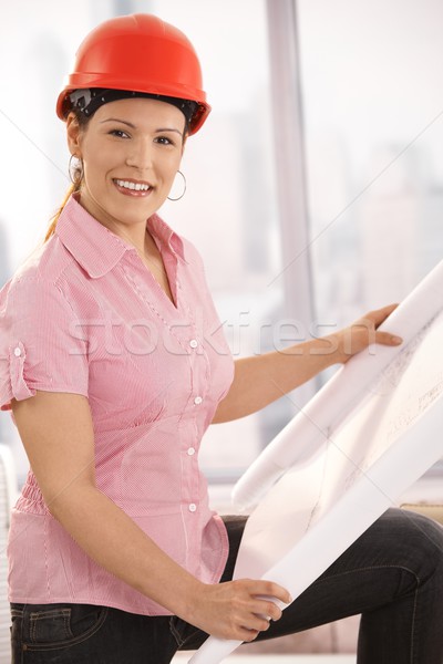 Stock photo: Architect looking at floor plan