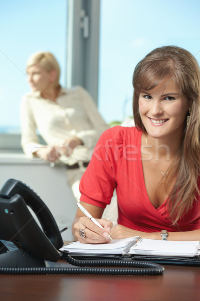 Stock photo: Young businesswoman writing notes