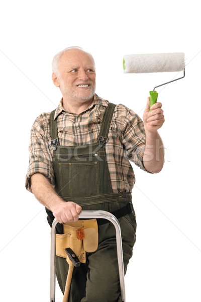 Csináld magad otthon rendbehoz idős férfi áll Stock fotó © nyul