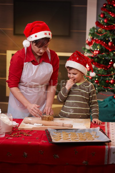 Mother and son getting ready for christmas Stock photo © nyul