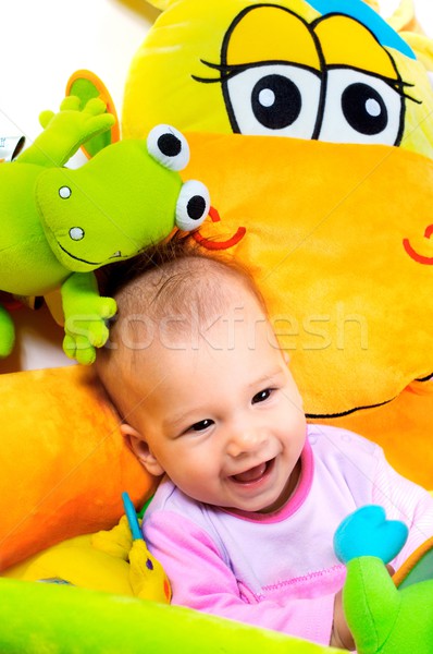 Miesiąc starych baby cieszyć się gry Zdjęcia stock © nyul