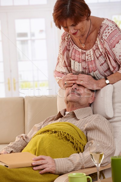 Idős pár otthon idős nő meglepő férj Stock fotó © nyul