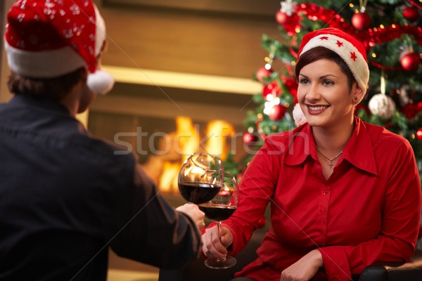 Fiatal pér ünnepel karácsony fiatal boldog pár Stock fotó © nyul