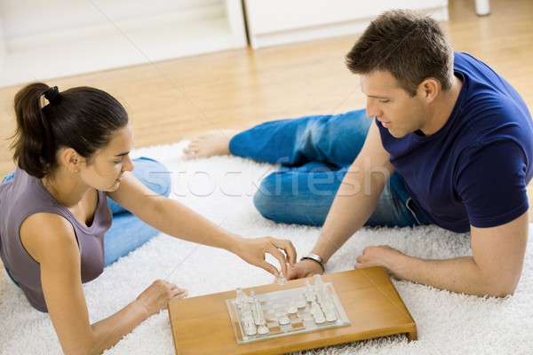 Stock photo: Couple playing chess