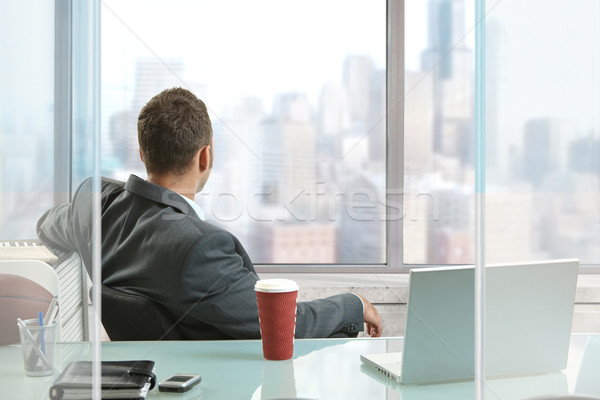 Foto stock: Empresário · sessão · secretária · escritório · olhando