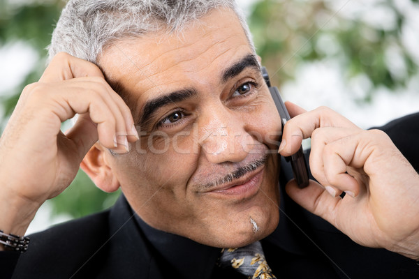 Biznesmen wzywając telefonu szary dojrzały telefonu komórkowego Zdjęcia stock © nyul
