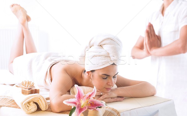 Wellness afbeelding lichaam licht massage olie Stockfoto © nyul
