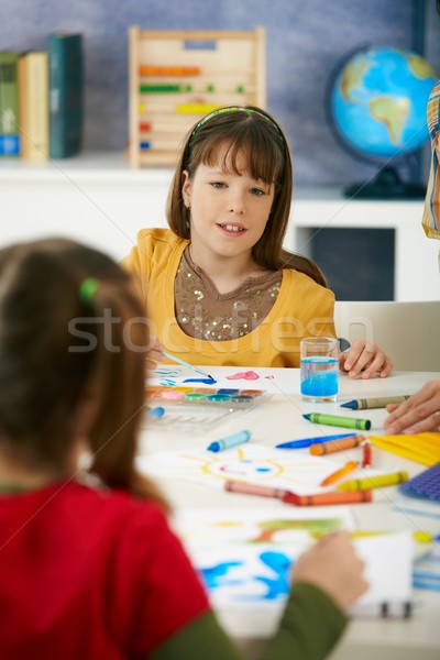 Children painting in art class at elementary school Stock photo © nyul