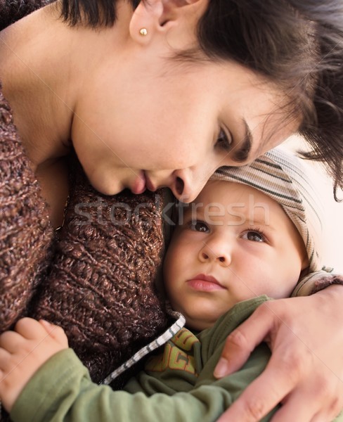 Anya baba együtt meghitt pillanat fiú Stock fotó © nyul