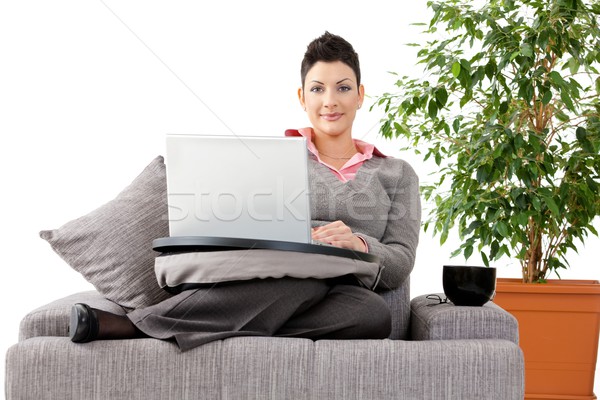 Woman working on computer at home Stock photo © nyul