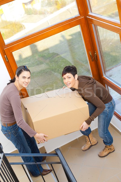 Women carrying cardboard box Stock photo © nyul
