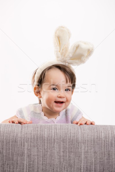 Happy baby girl in easter costume Stock photo © nyul