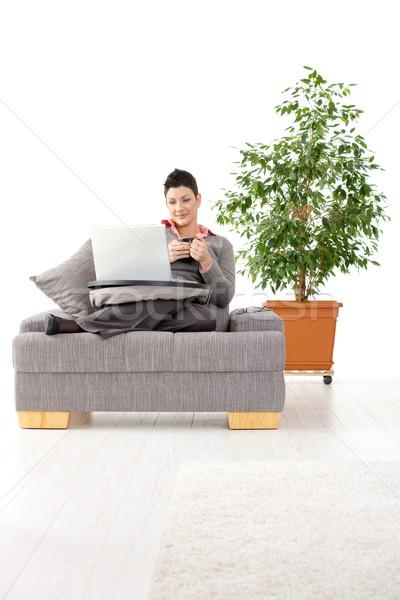 Woman teleworking at home Stock photo © nyul